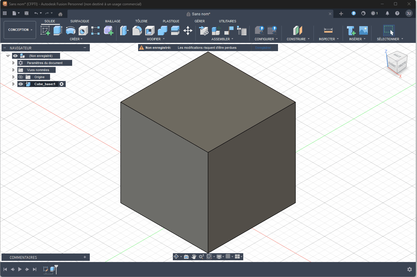 Esquisse sur une face existante