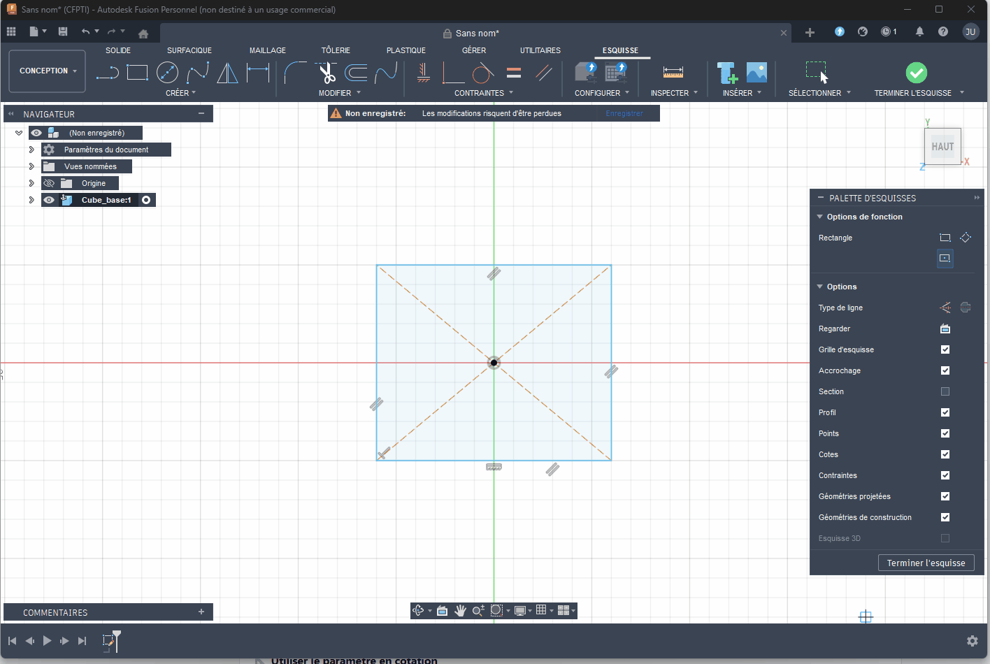 Paramètres et cotation dans Fusion 360